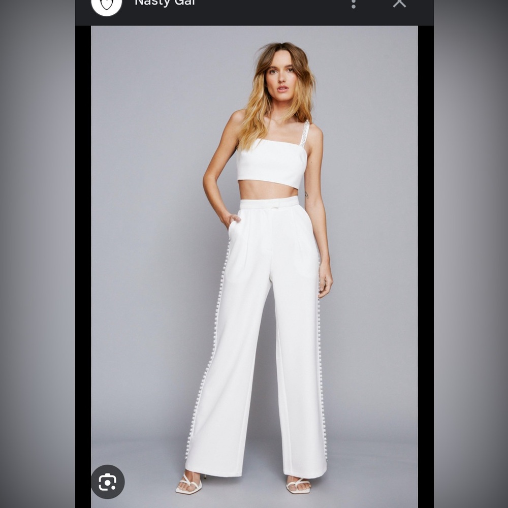Nasty Gal White Wide Leg Pants